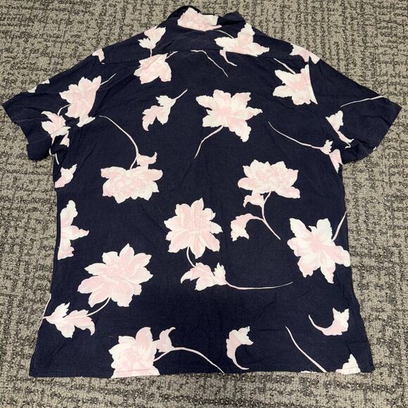 EXPRESS Navy Blue Floral Button Down Slim Shirt Size M - Picture 2 of 5